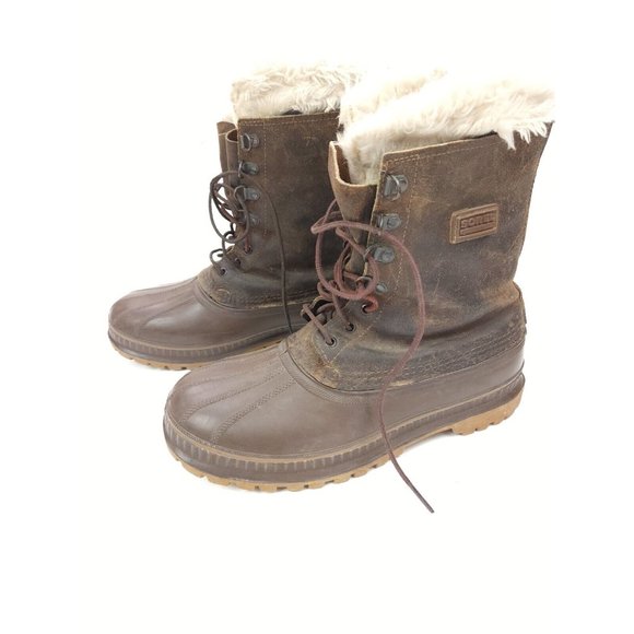 Sorel Kaufman Mens Size 10 Winter Lined Steel Shank Duck Boots Brown - Picture 1 of 8